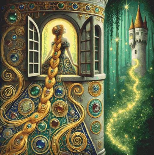 Rapunzel counted cross stitch pattern by Mystic Vision Gallery