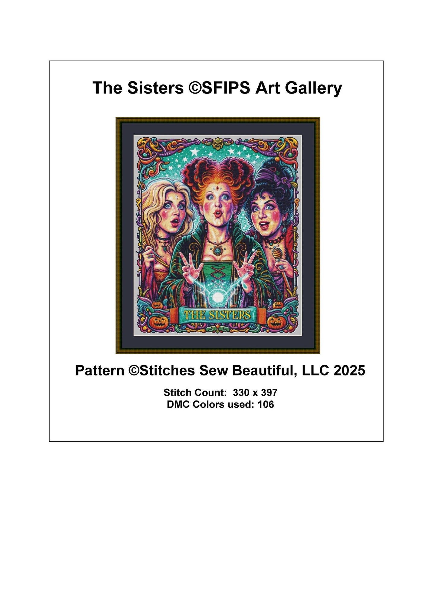 The Sisters counted cross stitch pattern by SFIPS Art Gallery
