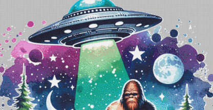Cosmo and Squatch Go Walkin counted cross stitch pattern by Digi Queen Creations AU