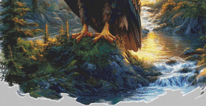 Sunset Forest Eagle counted cross stitch pattern by Inkberry Creations
