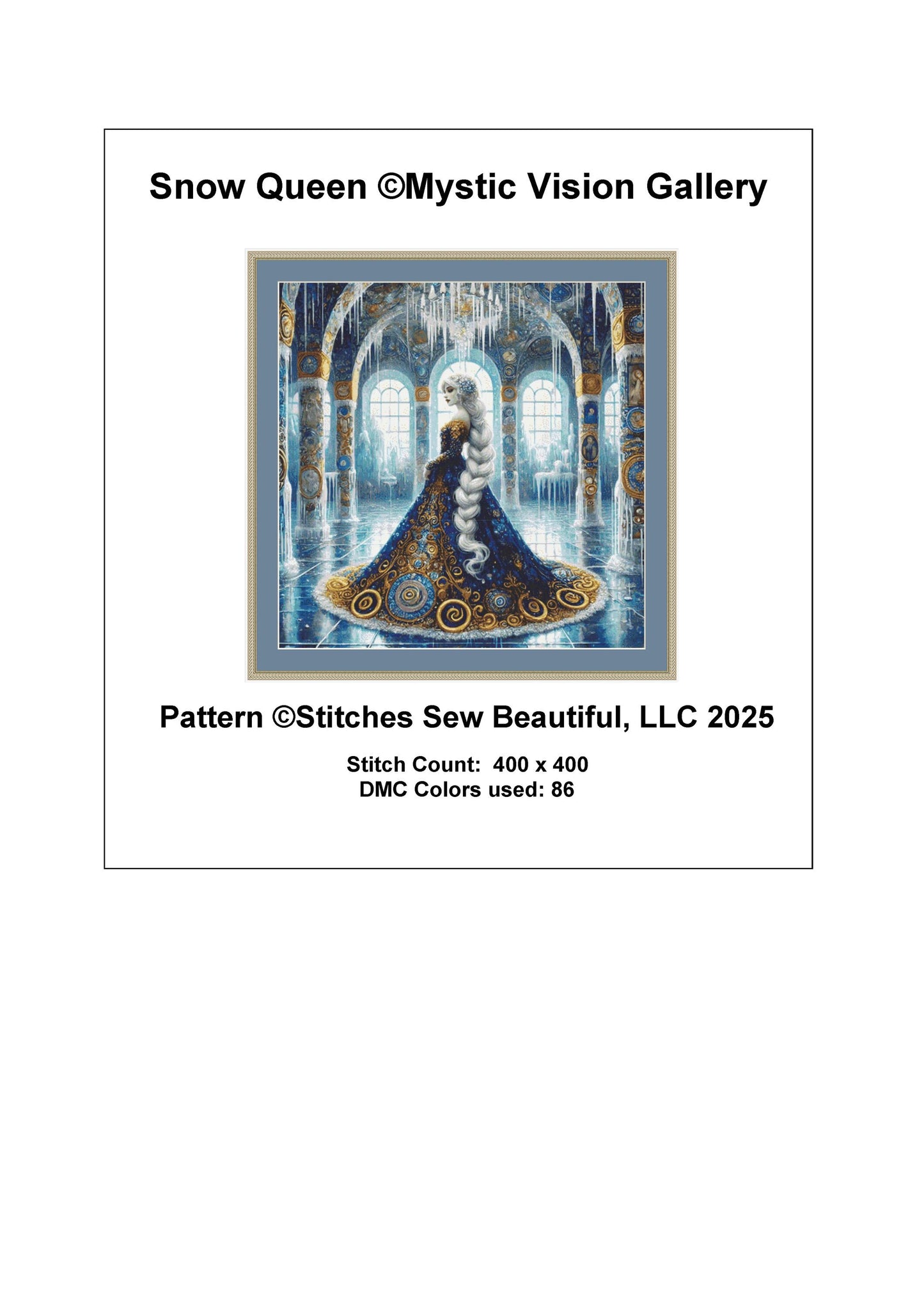 Snow Queen counted cross stitch pattern by Mystic Vision Gallery