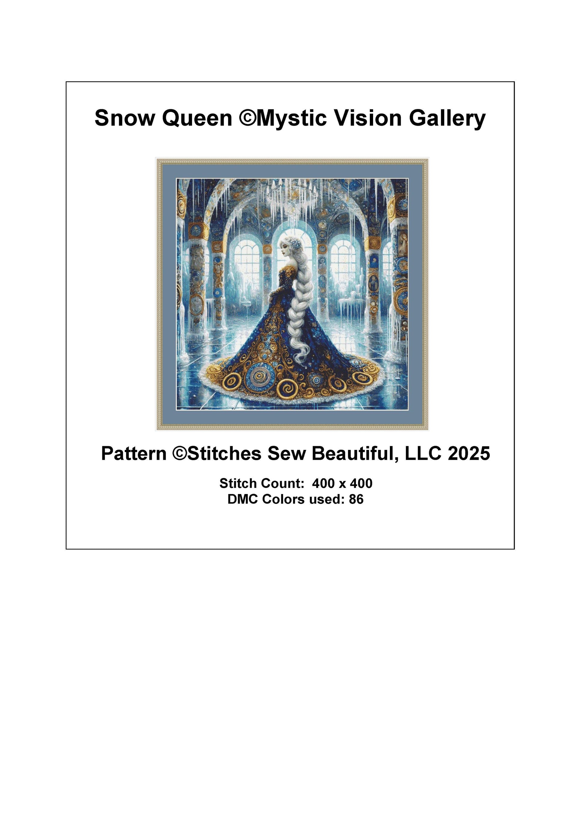 Snow Queen counted cross stitch pattern by Mystic Vision Gallery