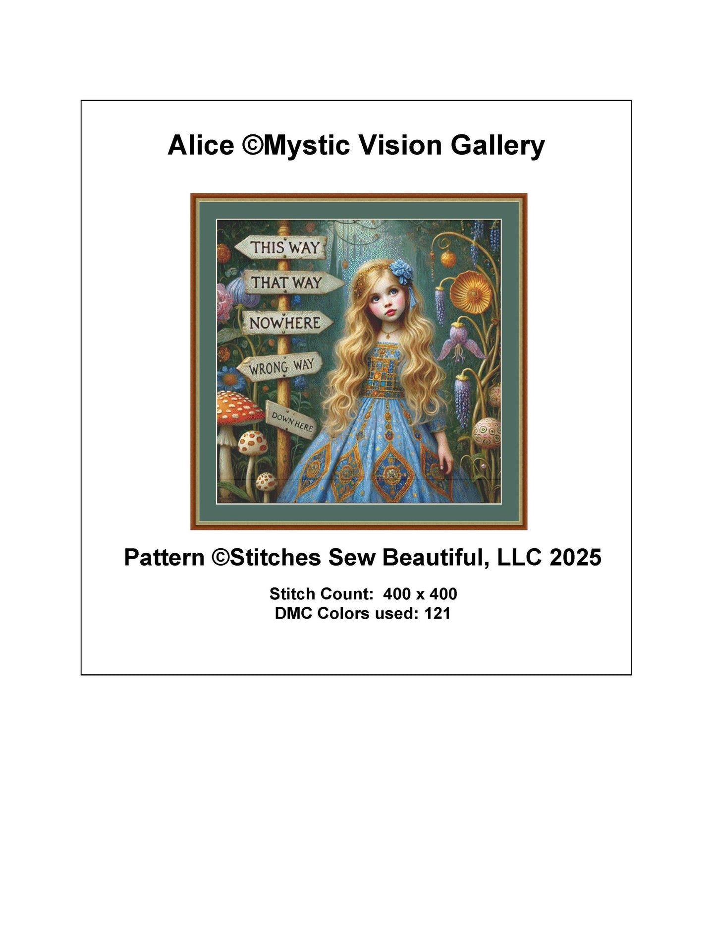 Alice counted cross stitch pattern by Mystic Vision Gallery