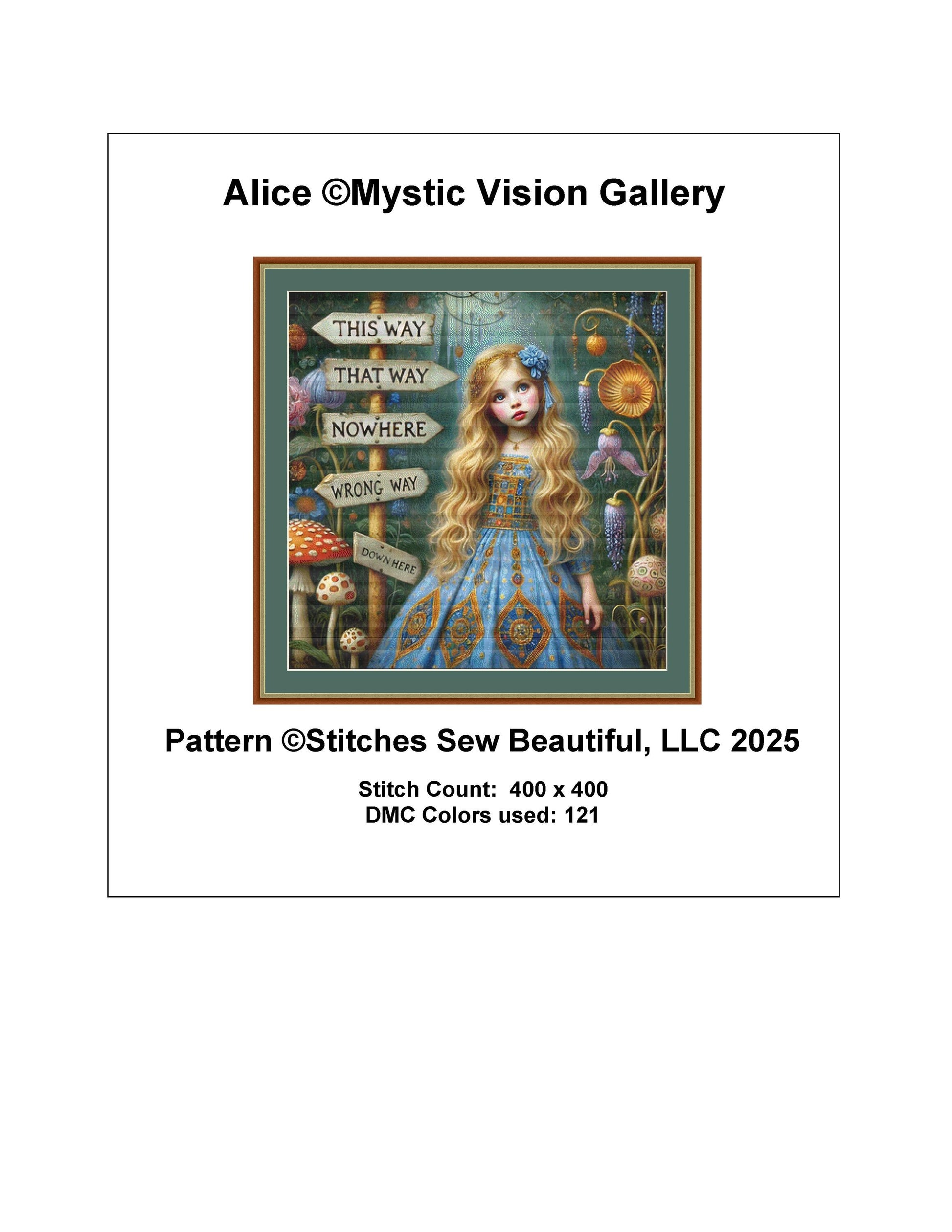 Alice counted cross stitch pattern by Mystic Vision Gallery
