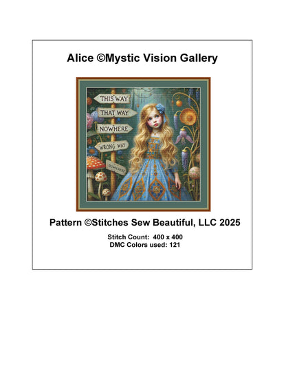 Alice counted cross stitch pattern by Mystic Vision Gallery