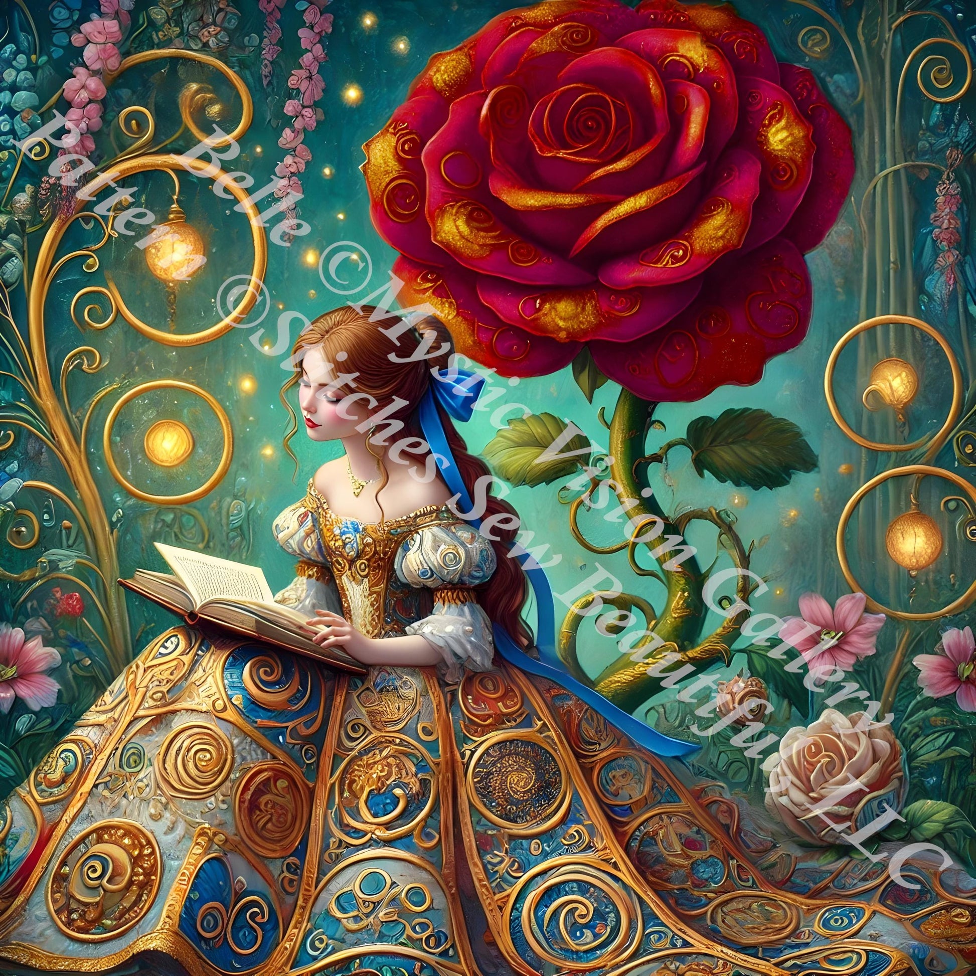 Belle counted cross stitch pattern by Mystic Vision Gallery