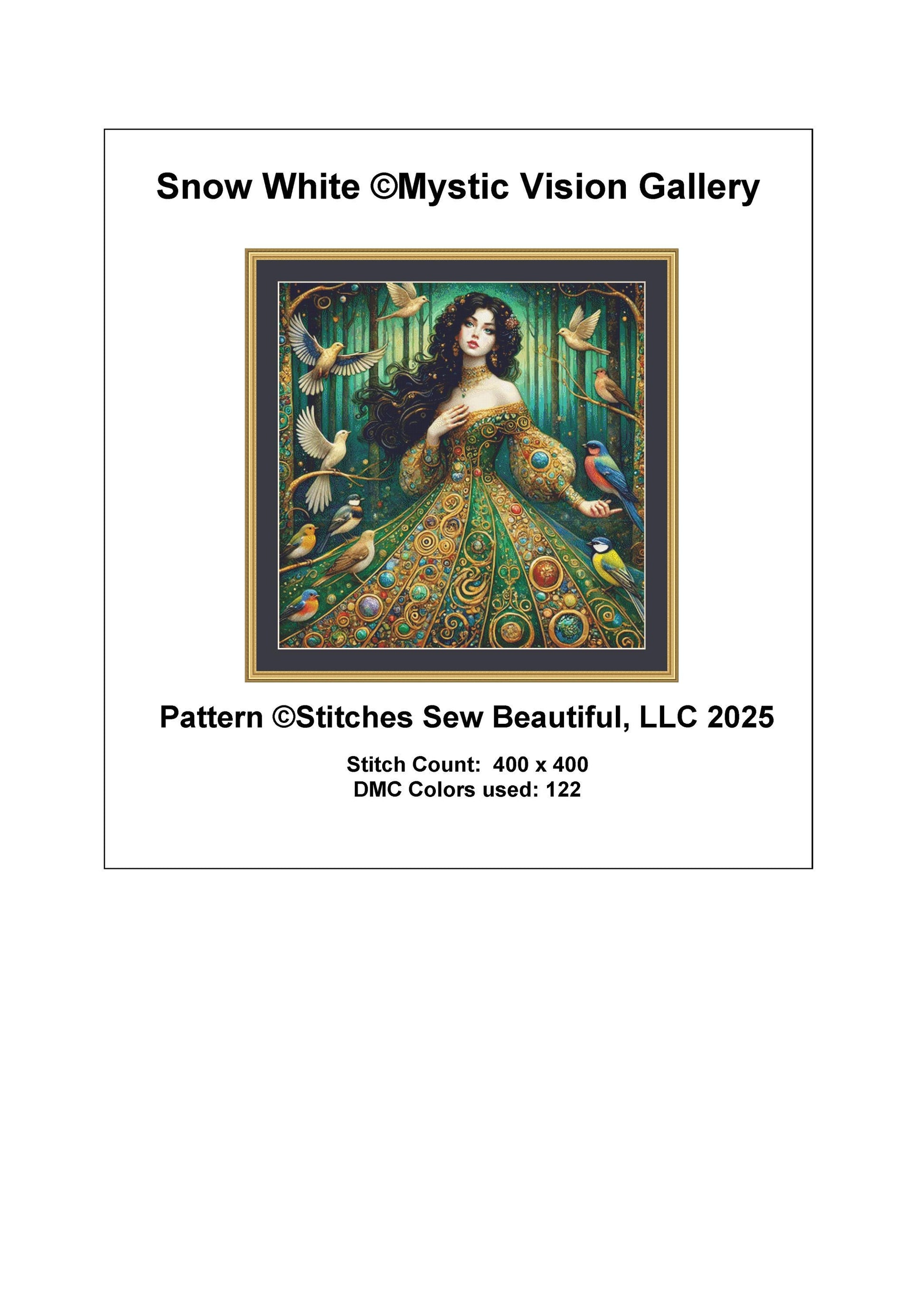Snow White counted cross stitch pattern by Mystic Vision Gallery