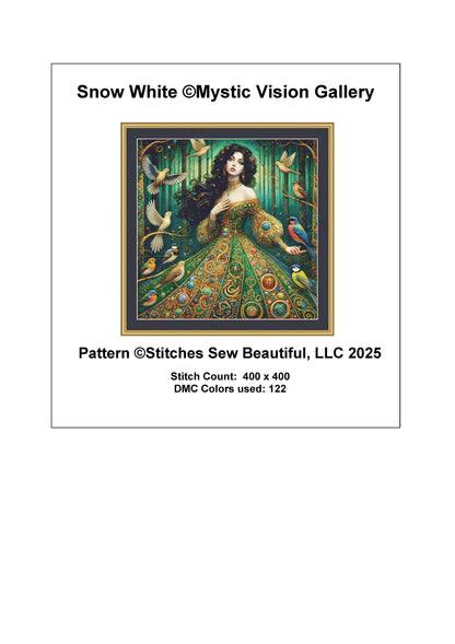 Snow White counted cross stitch pattern by Mystic Vision Gallery