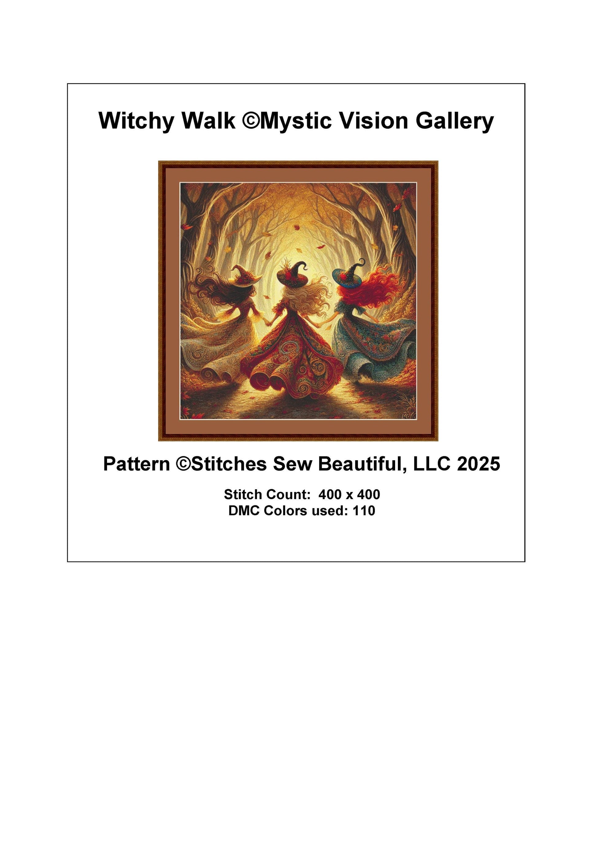 Witchy Walk counted cross stitch pattern by Mystic Vision Gallery
