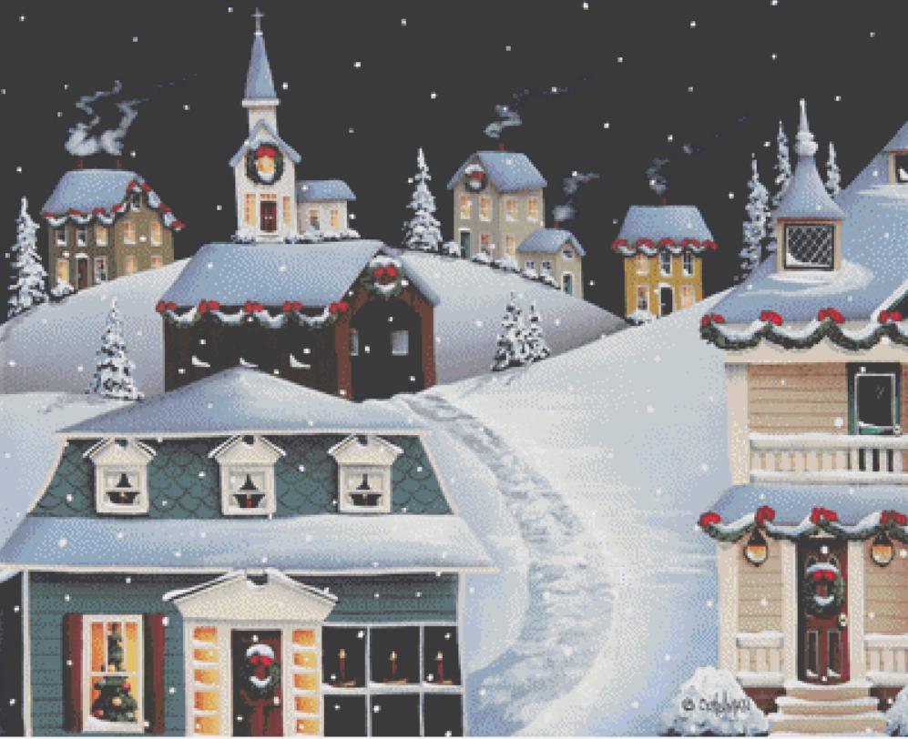 Tinsel Town Christmas counted cross stitch pattern by Catherine Holman/Ansada Art Licensing Group, LLC