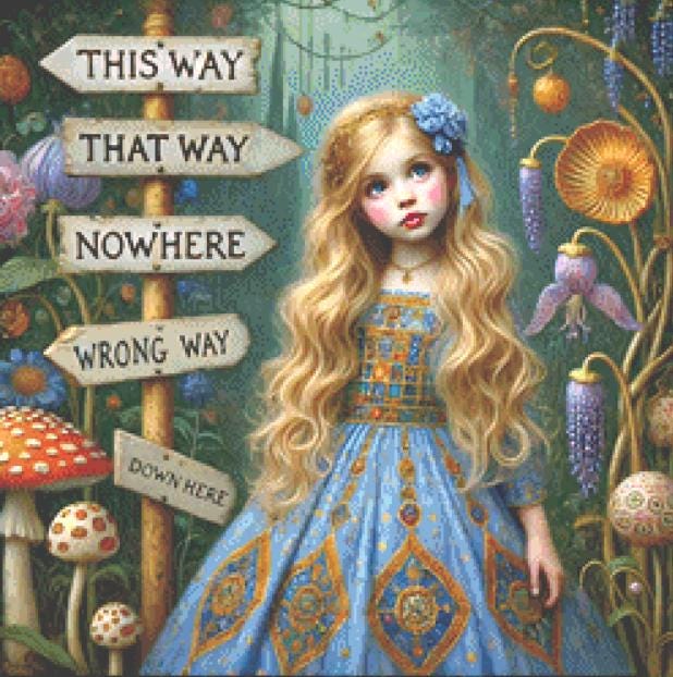 Alice (Small) counted cross stitch pattern by Mystic Vision Gallery