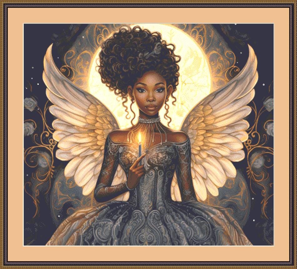 Angel counted cross stitch pattern by Artemis Rey Digital Art