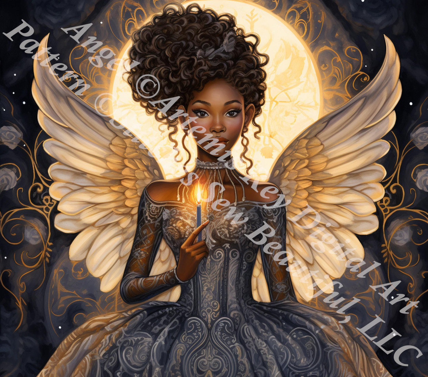 Angel counted cross stitch pattern by Artemis Rey Digital Art