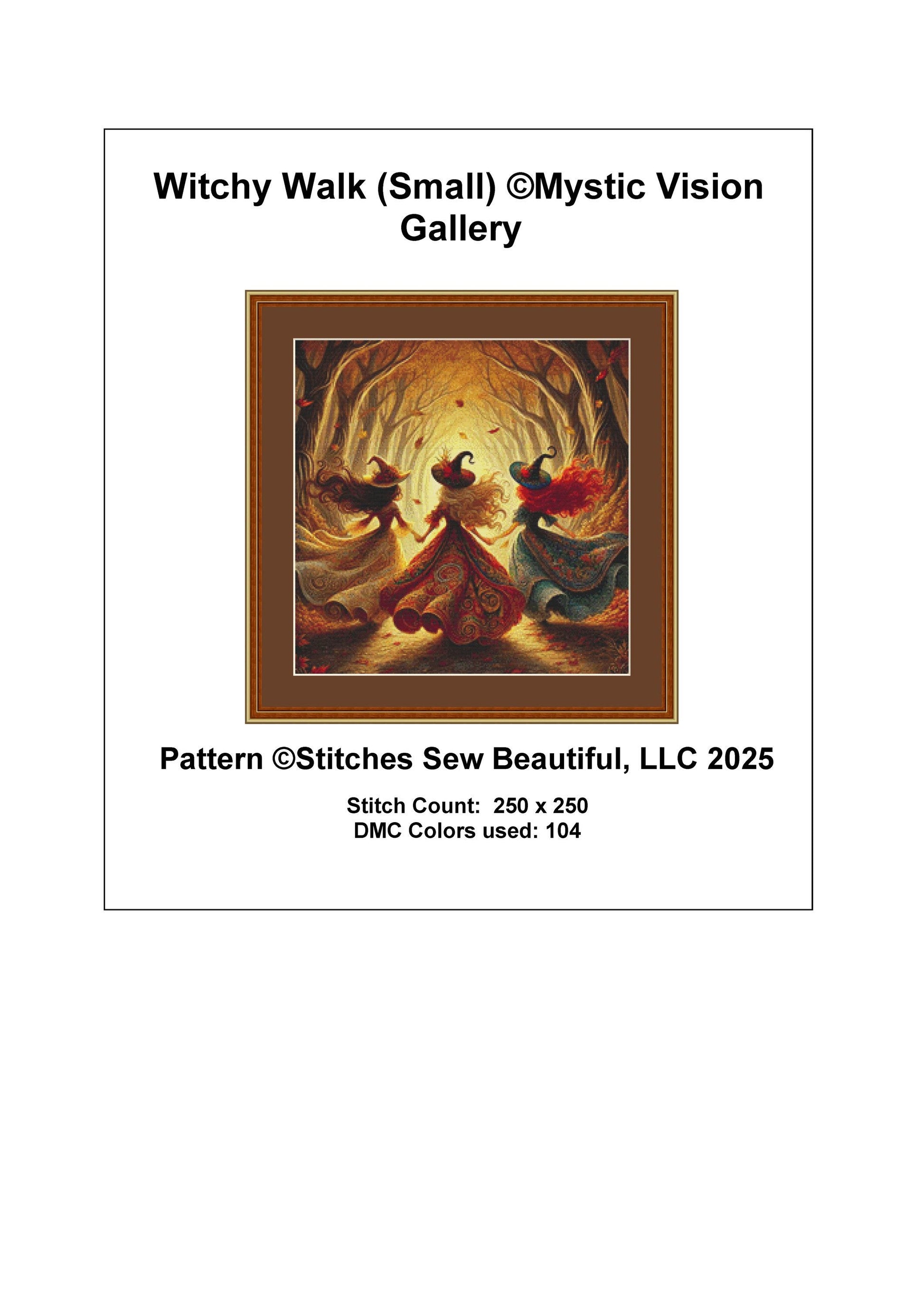 Witchy Walk (Small) counted cross stitch pattern by Mystic Vision Gallery