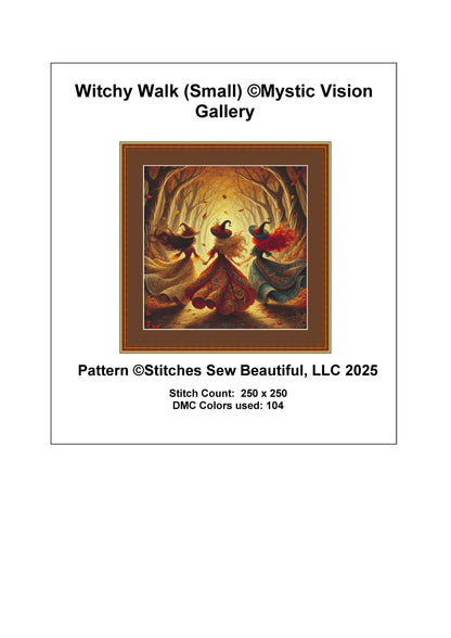 Witchy Walk (Small) counted cross stitch pattern by Mystic Vision Gallery