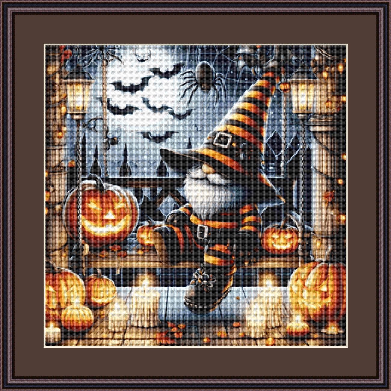 Halloween Gnome (Small) counted cross stitch pattern by AdneLStudio