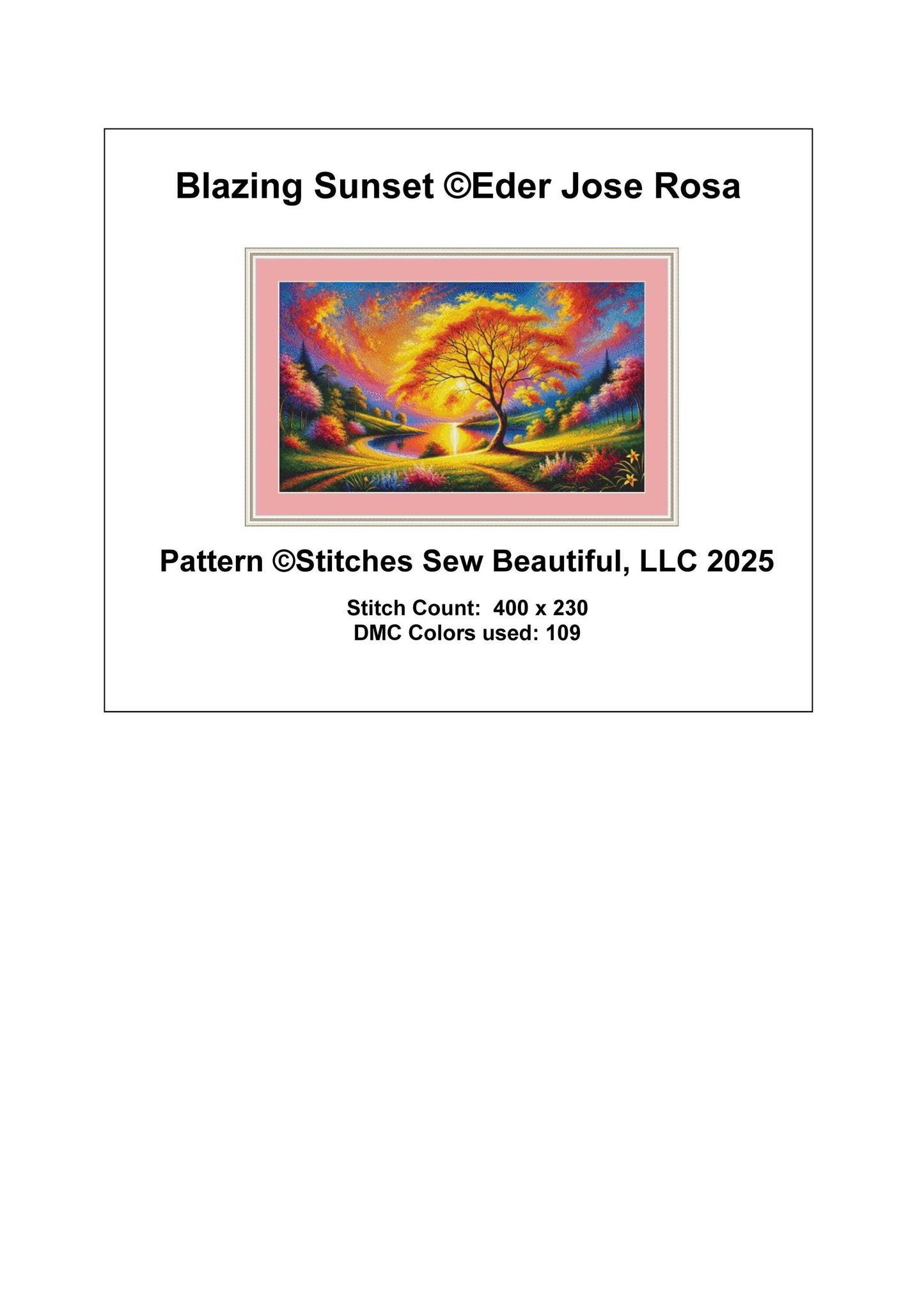 Blazing Sunset counted cross stitch pattern by Eder Jose Rosa