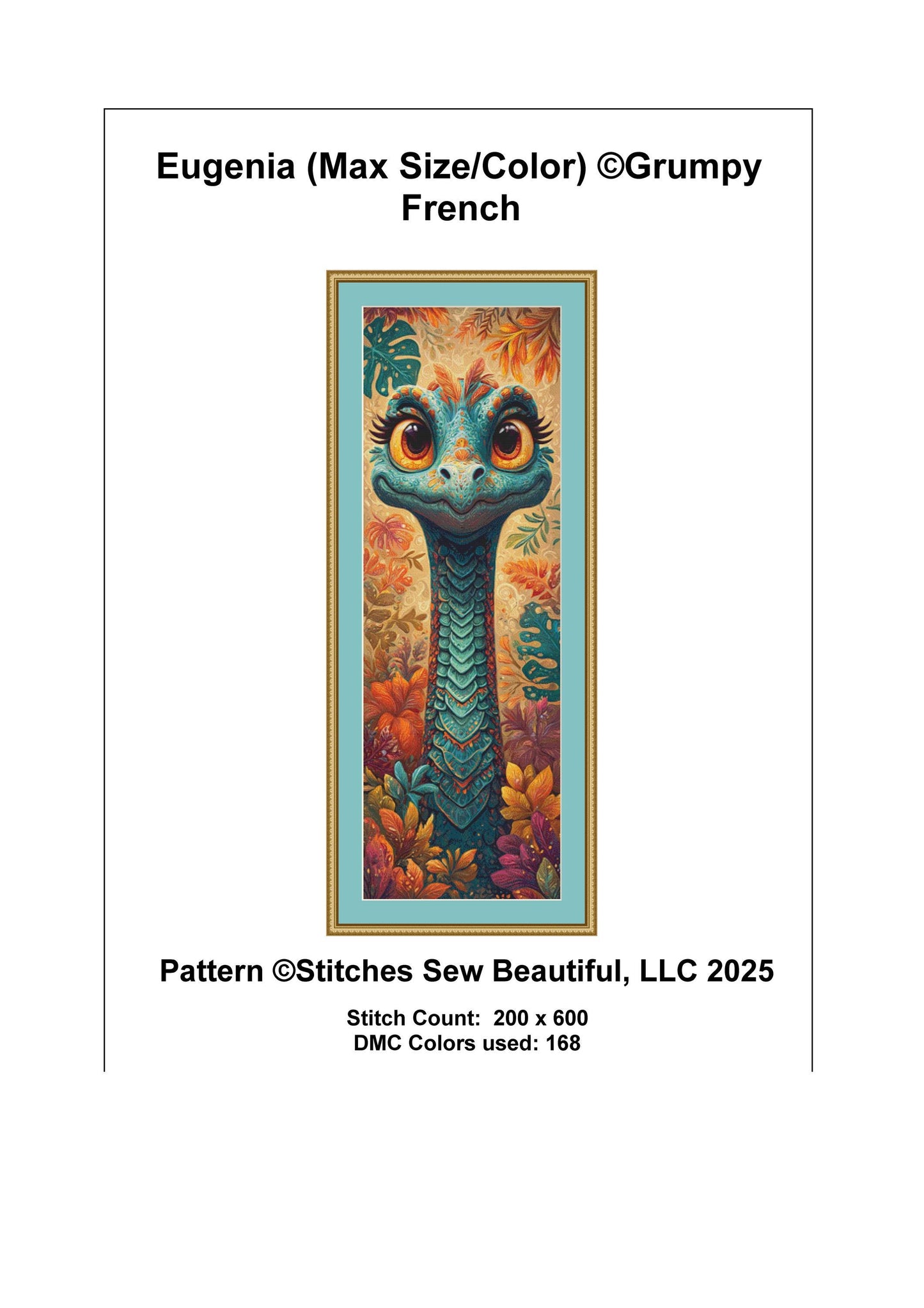 Eugenia (Max Size/Color) counted cross stitch pattern by Grumpy French