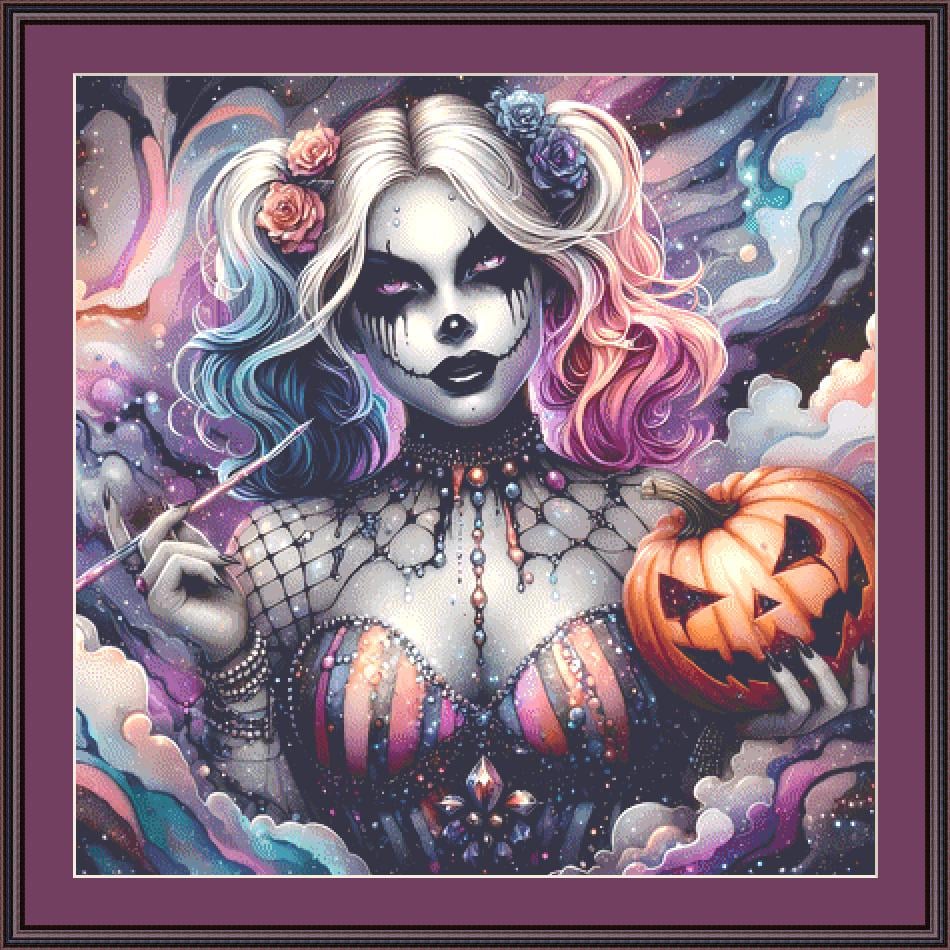 Emo Villain Girl 2 counted cross stitch pattern by Clarissa Design Studio