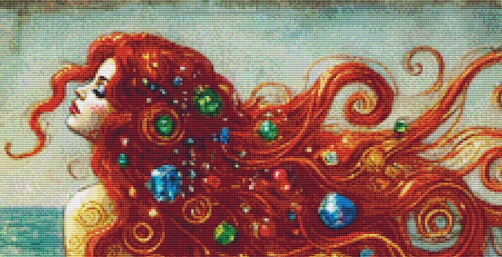 Little Mermaid counted cross stitch pattern by Mystic Vision Gallery
