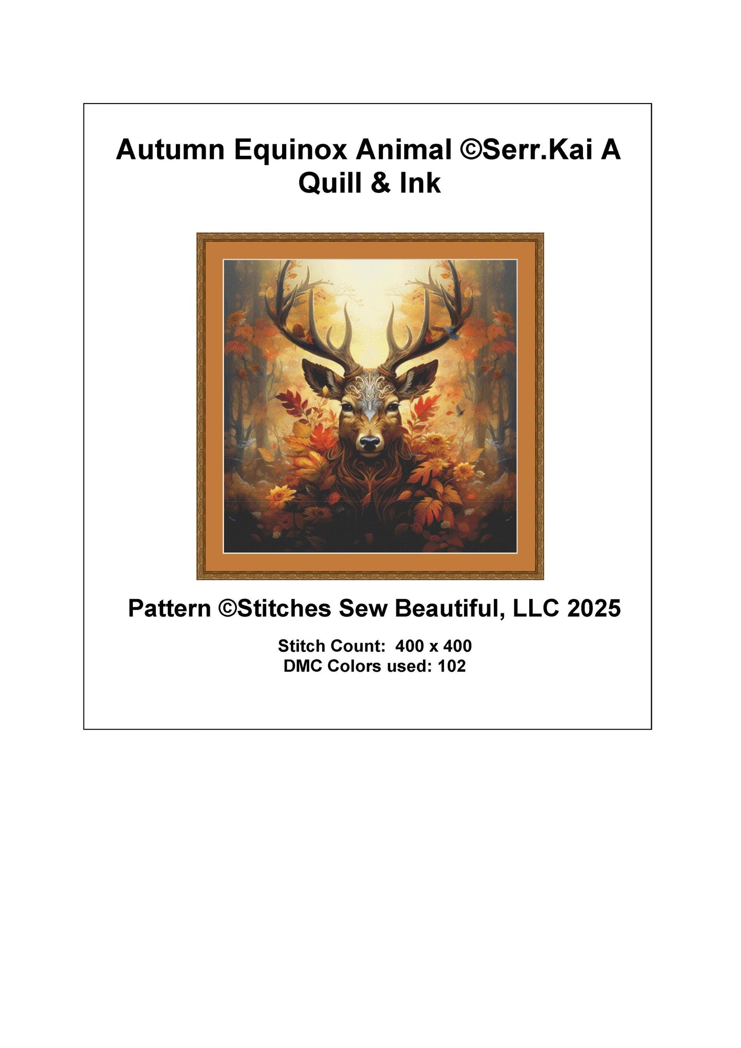 Autumn Equinox Animal counted cross stitch pattern by Serr.Kai A Quill & Ink