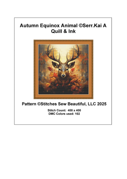 Autumn Equinox Animal counted cross stitch pattern by Serr.Kai A Quill & Ink