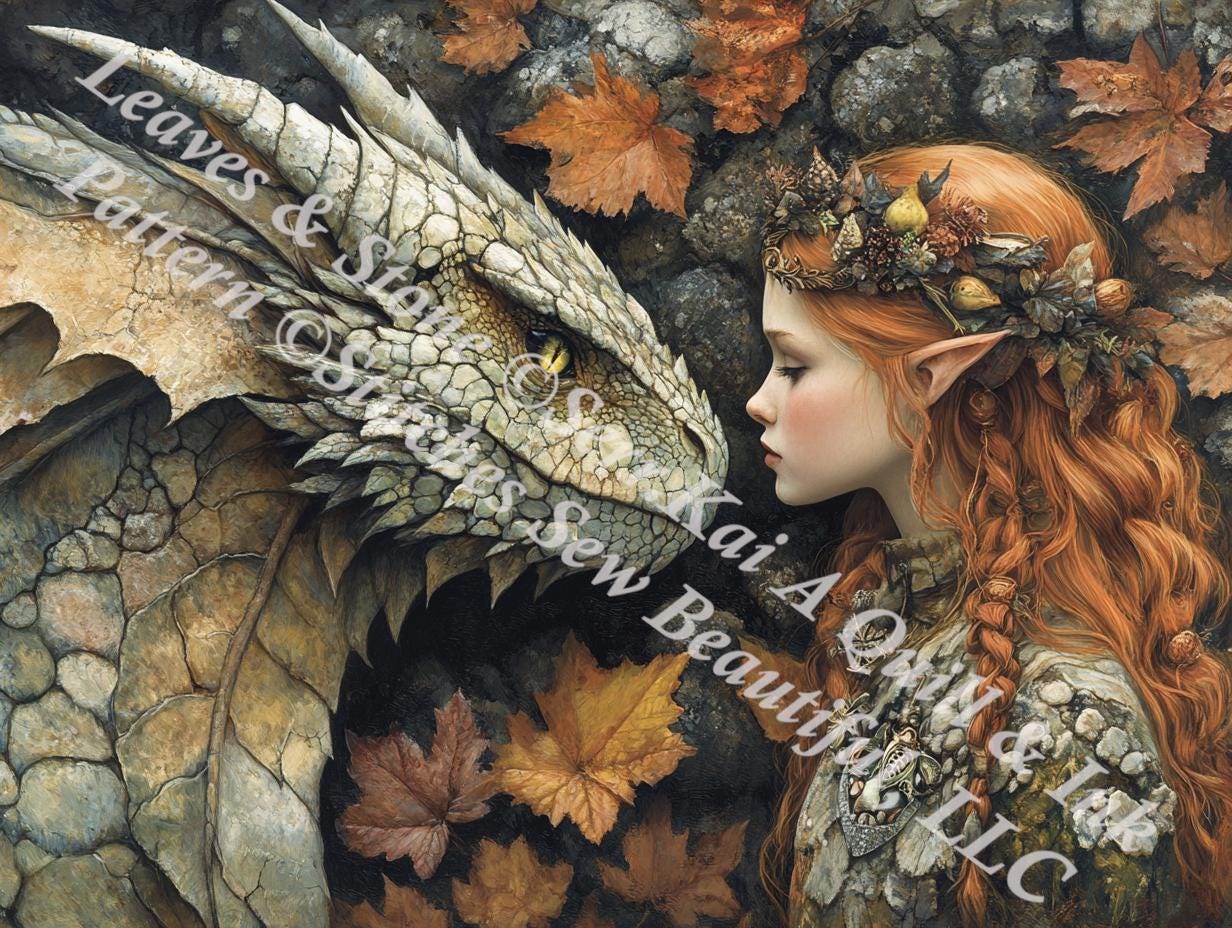 Leaves and Stone counted cross stitch pattern by Serr.Kai A Quill & Ink