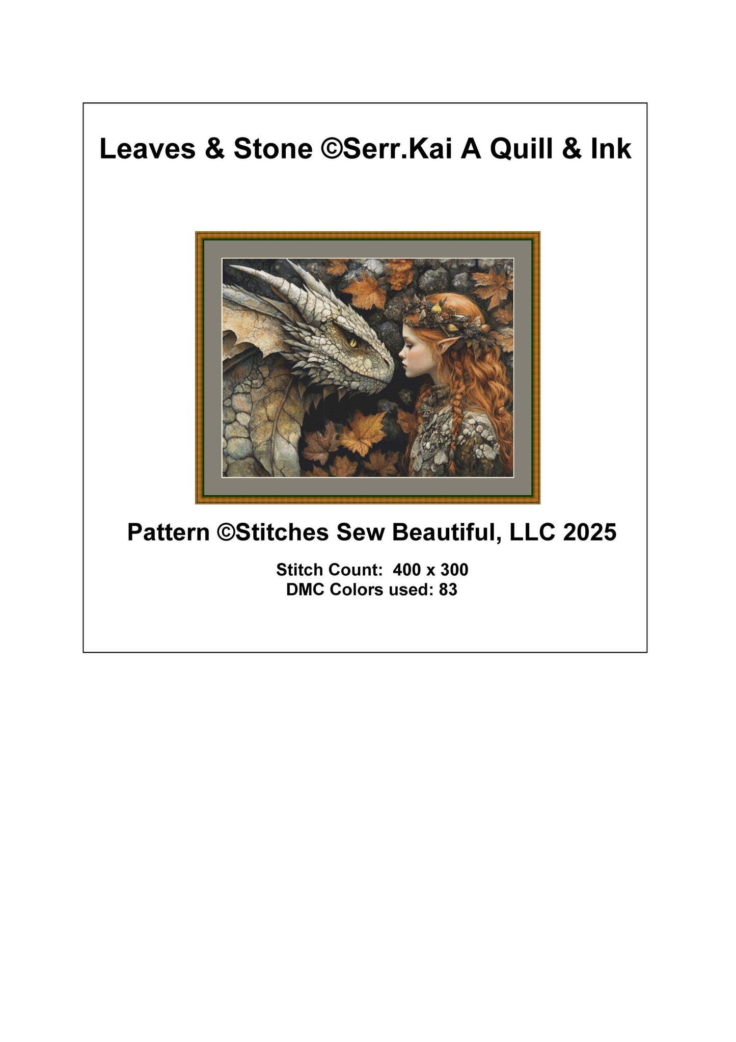 Leaves and Stone counted cross stitch pattern by Serr.Kai A Quill & Ink