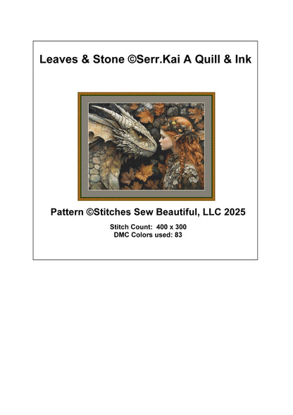 Leaves and Stone counted cross stitch pattern by Serr.Kai A Quill & Ink