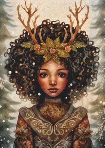 Yule Goddess No. 6 counted cross stitch pattern by Dutch Lady Mystic Art