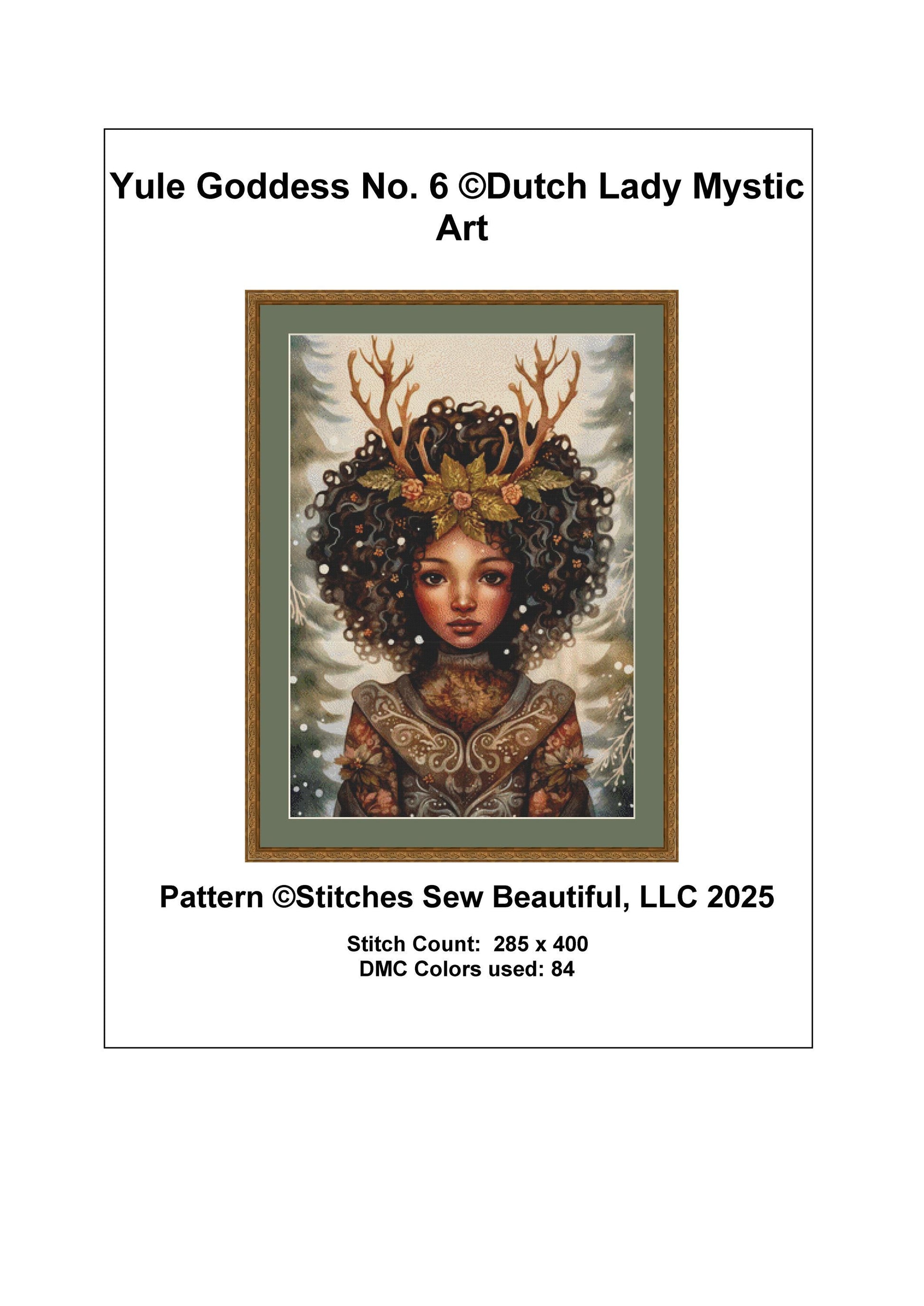 Yule Goddess No. 6 counted cross stitch pattern by Dutch Lady Mystic Art