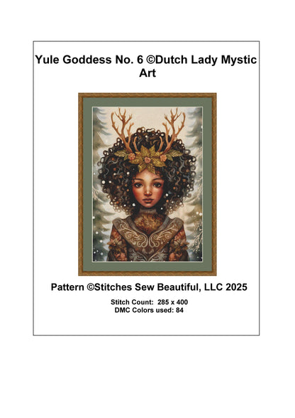 Yule Goddess No. 6 counted cross stitch pattern by Dutch Lady Mystic Art