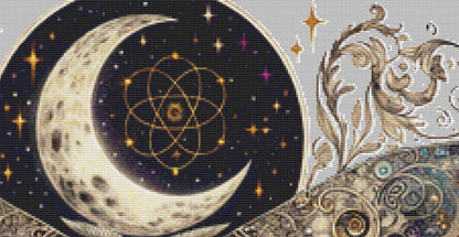 Celestial Lunar Moth counted cross stitch pattern by Pixel Paige Studio