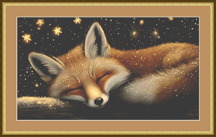 Sleepy Fox counted cross stitch pattern ©Adobe Ext. License