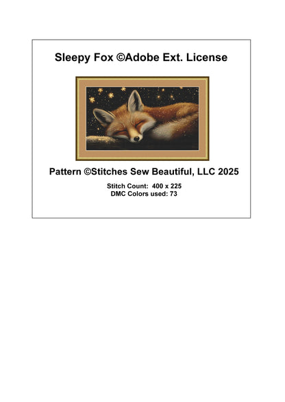 Sleepy Fox counted cross stitch pattern ©Adobe Ext. License
