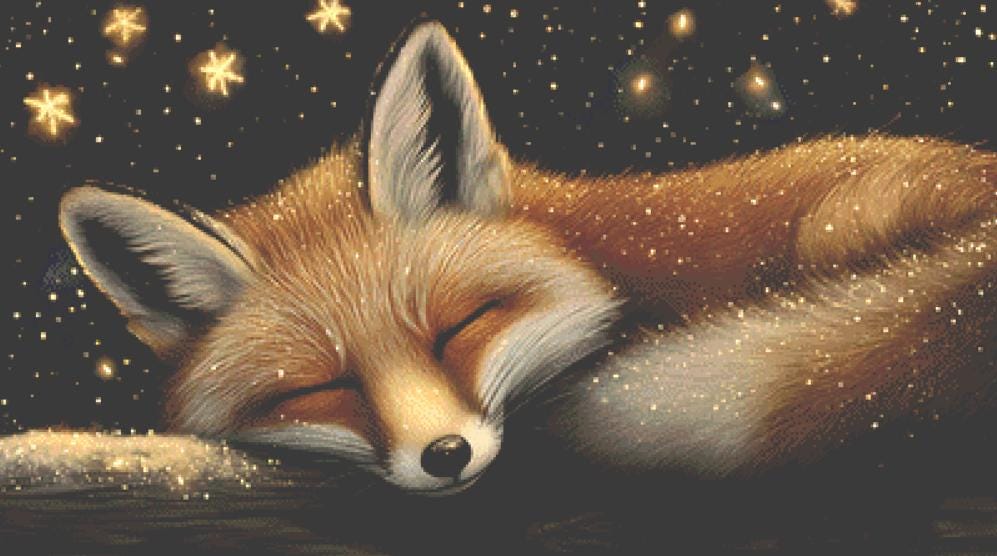 Sleepy Fox counted cross stitch pattern ©Adobe Ext. License