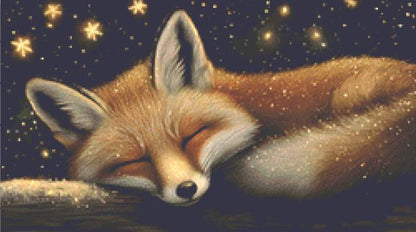Sleepy Fox (Small) counted cross stitch pattern ©Adobe Ext. License