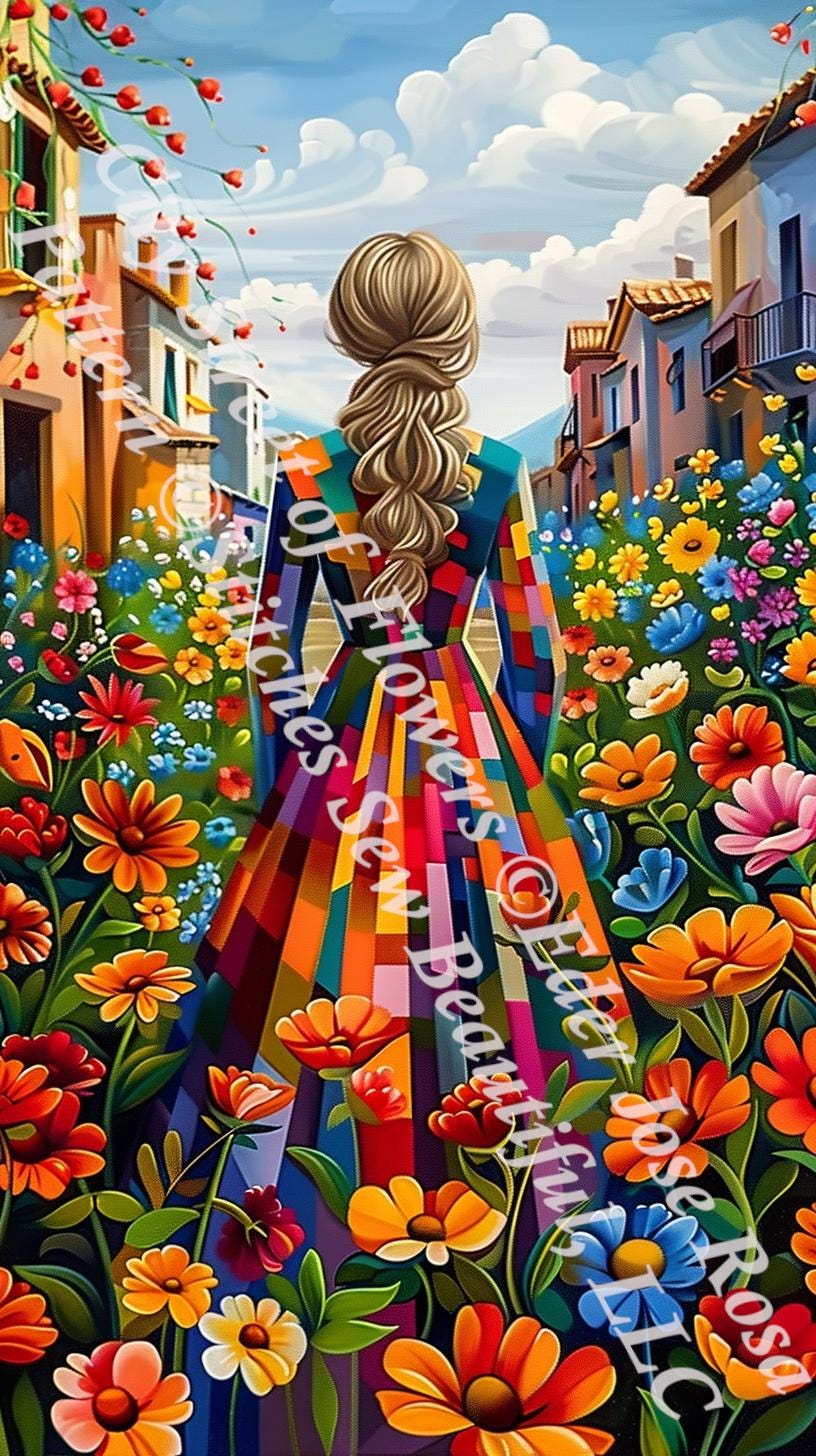 City Street of Flowers (Max Color) counted cross stitch pattern by Eder Jose Rosa