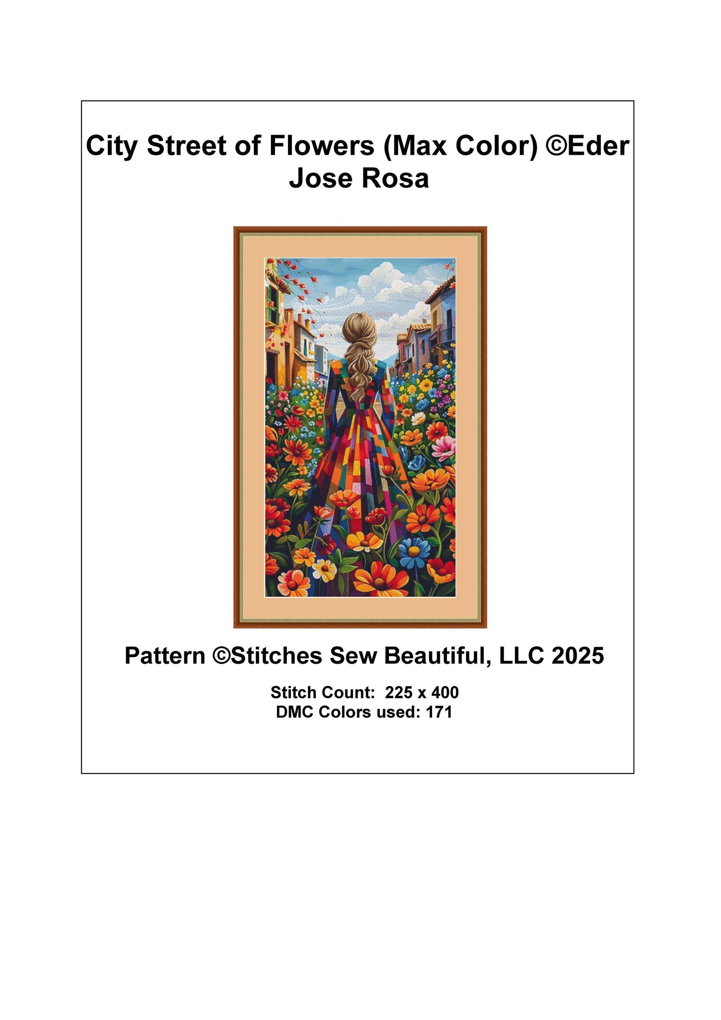 City Street of Flowers (Max Color) counted cross stitch pattern by Eder Jose Rosa