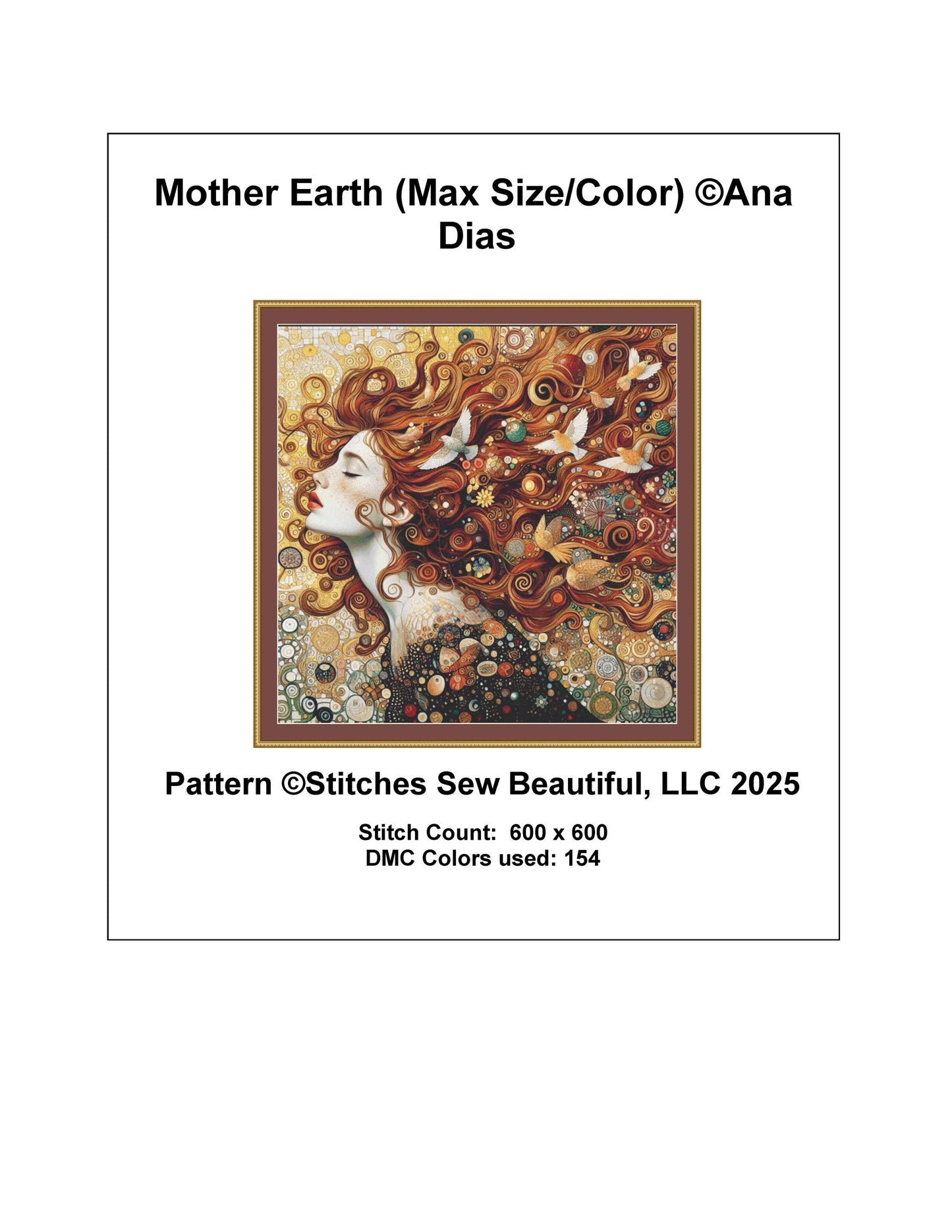Mother Earth (Max Size/Color) counted cross stitch pattern by Ana Dias