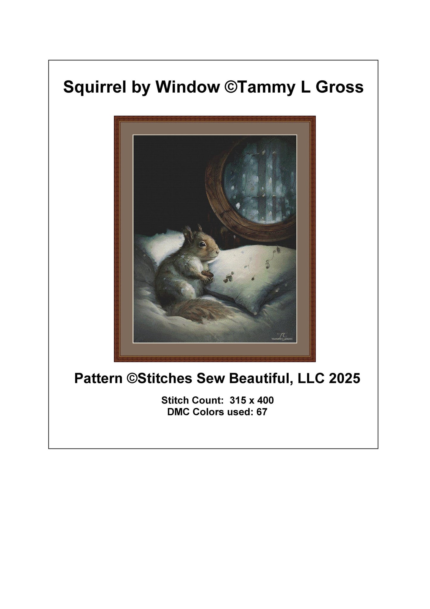 Squirrel by Window counted cross stitch pattern by Tammy L. Gross