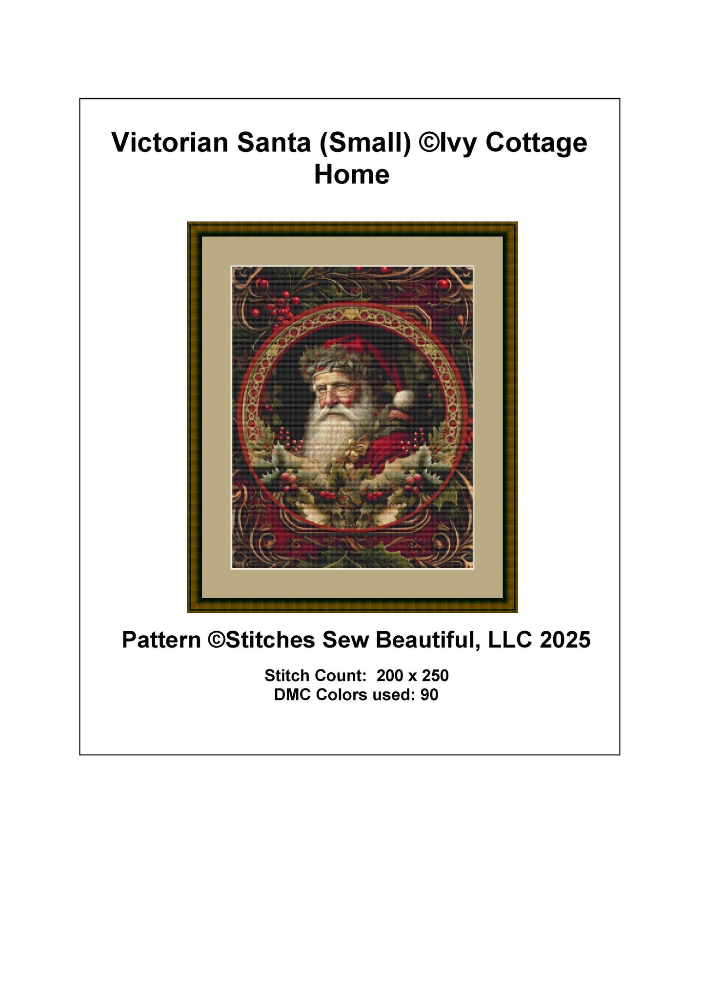 Victorian Santa (Small) counted cross stitch pattern by Ivy Cottage Home