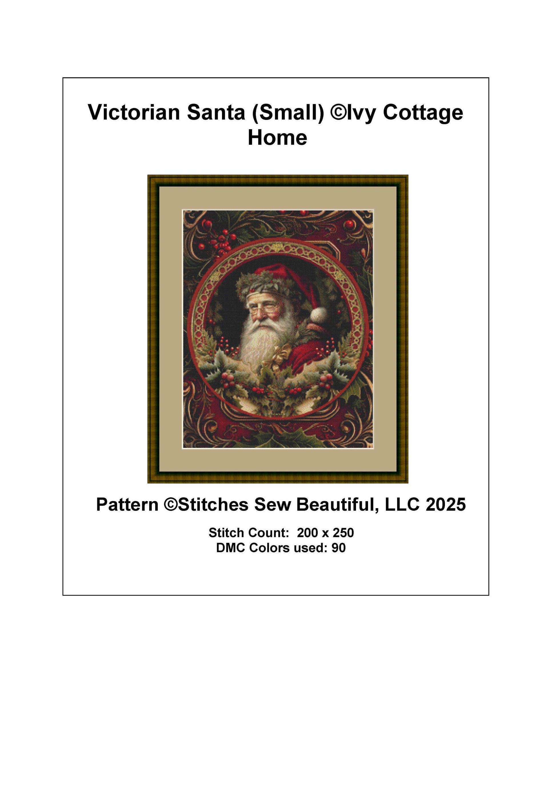 Victorian Santa (Small) counted cross stitch pattern by Ivy Cottage Home