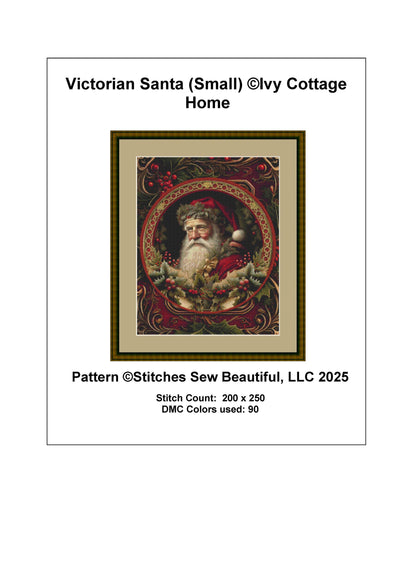 Victorian Santa (Small) counted cross stitch pattern by Ivy Cottage Home