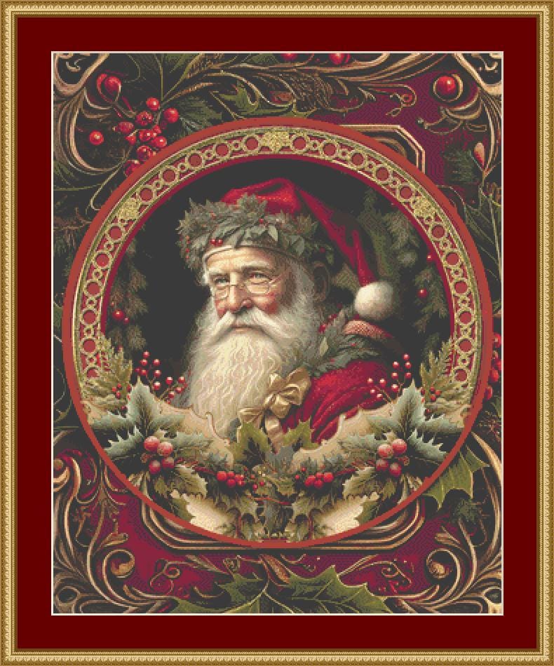 Victorian Santa cross stitch pattern by Ivy Cottage Home