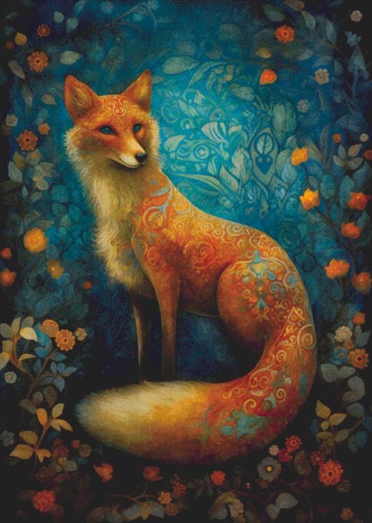 Red Fox (Max Size/Color) counted cross stitch pattern by Dutch Lady Mystic Art