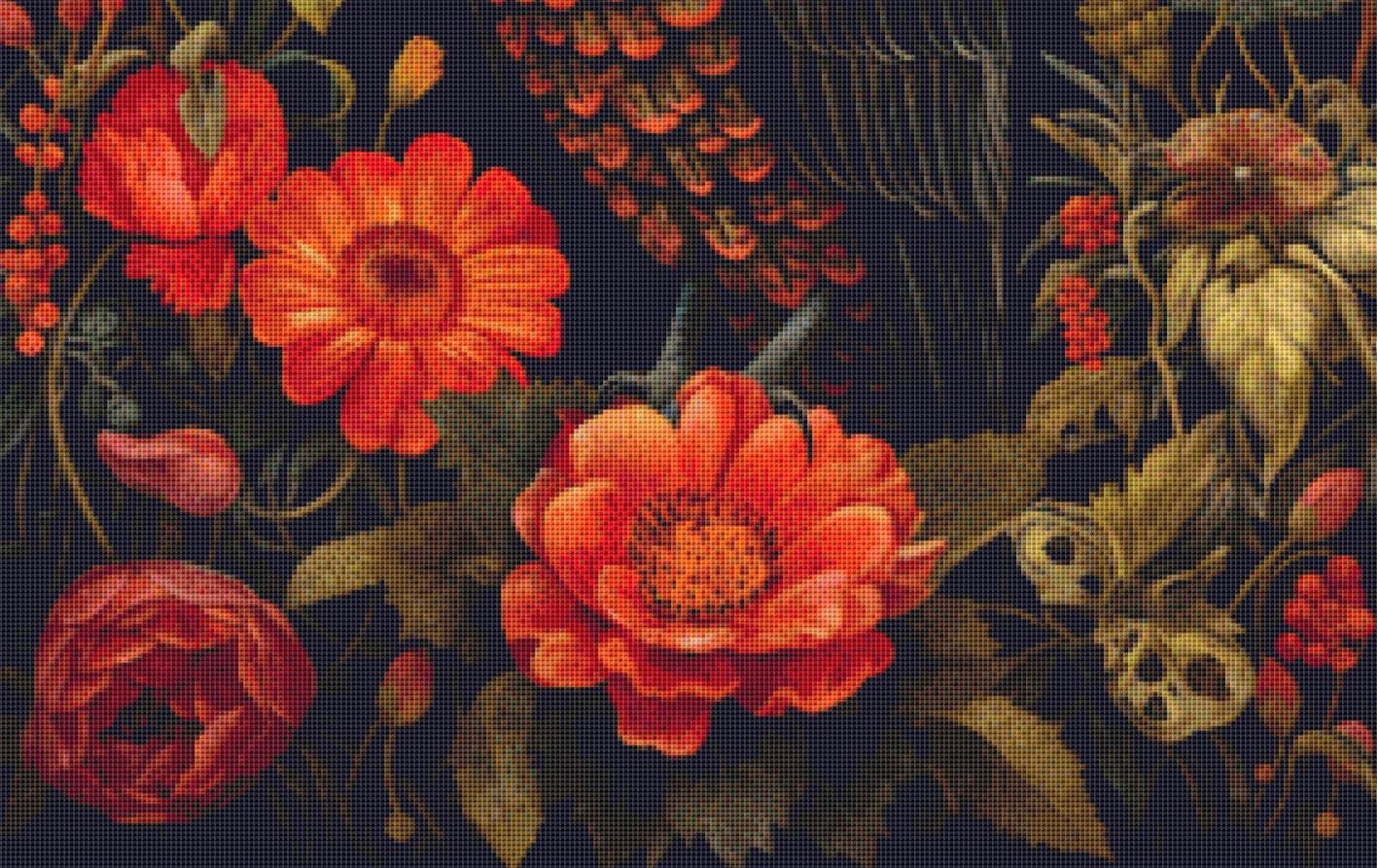 Gothic Botanical Owl counted cross stitch pattern by Dutch Lady Mystic Art