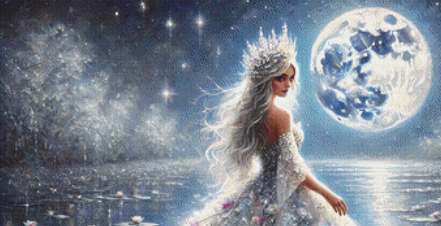 Queen of the Moonlit Lake counted cross stitch pattern by Mystic Vision Gallery