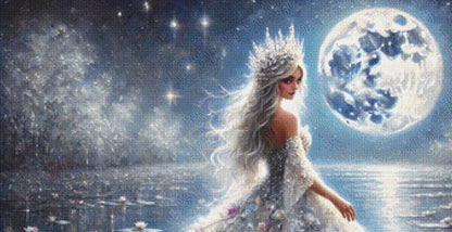 Queen of the Moonlit Lake counted cross stitch pattern by Mystic Vision Gallery