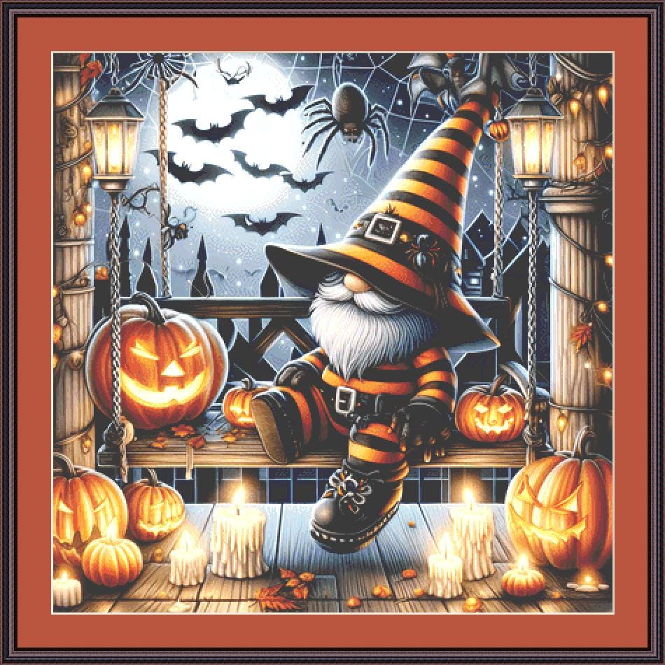 Halloween Gnome counted cross stitch pattern by AdneLStudio